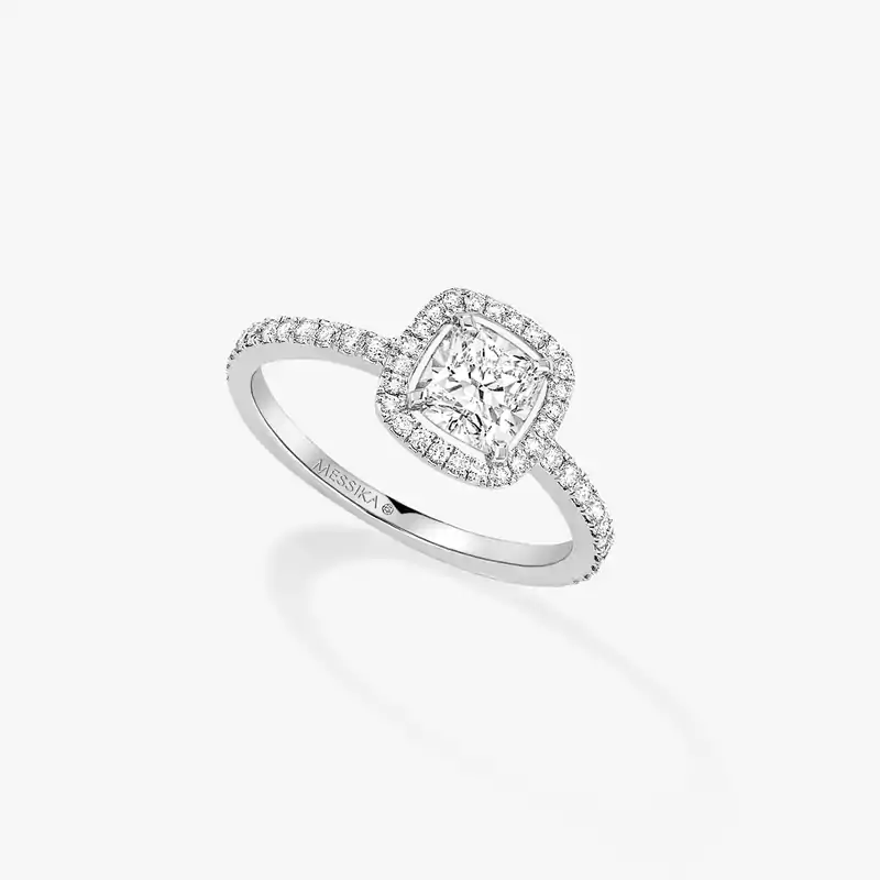 Ring For Her White Gold Diamond Solitaire M-Love Coussin 08008-WG