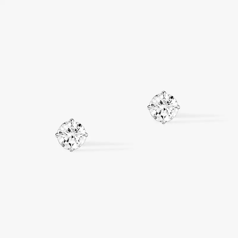 Earrings For Her White Gold Diamond Puces Brillant 08630-WG