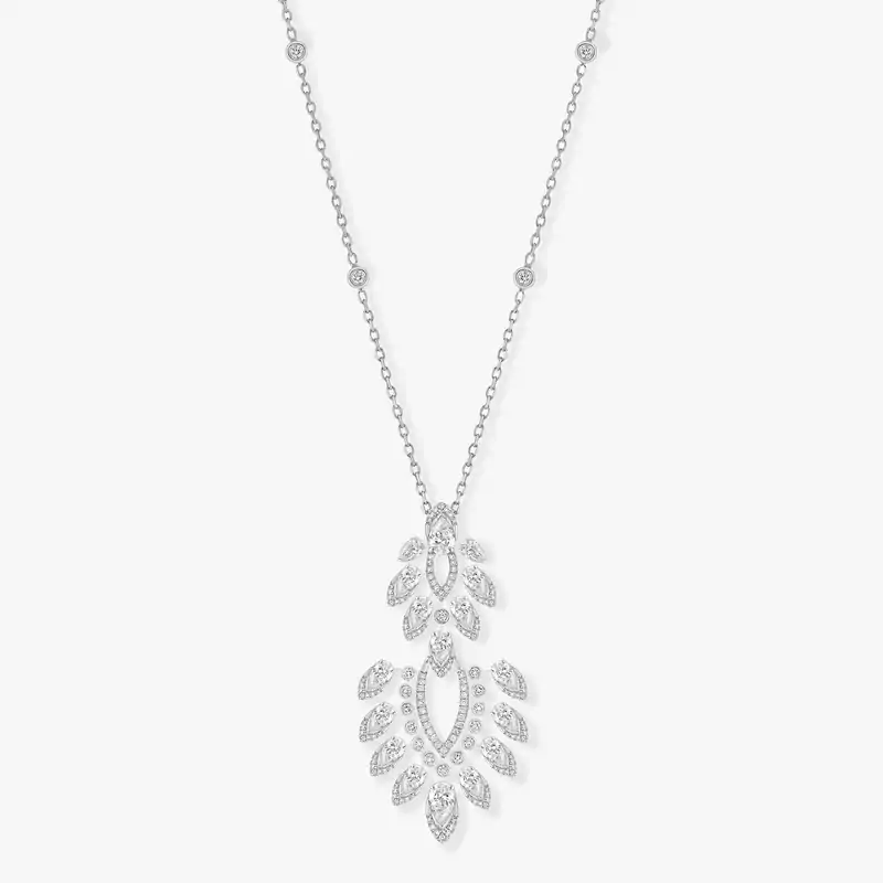 Desert Bloom Long Necklace White Gold For Her Diamond Necklace 07358-WG