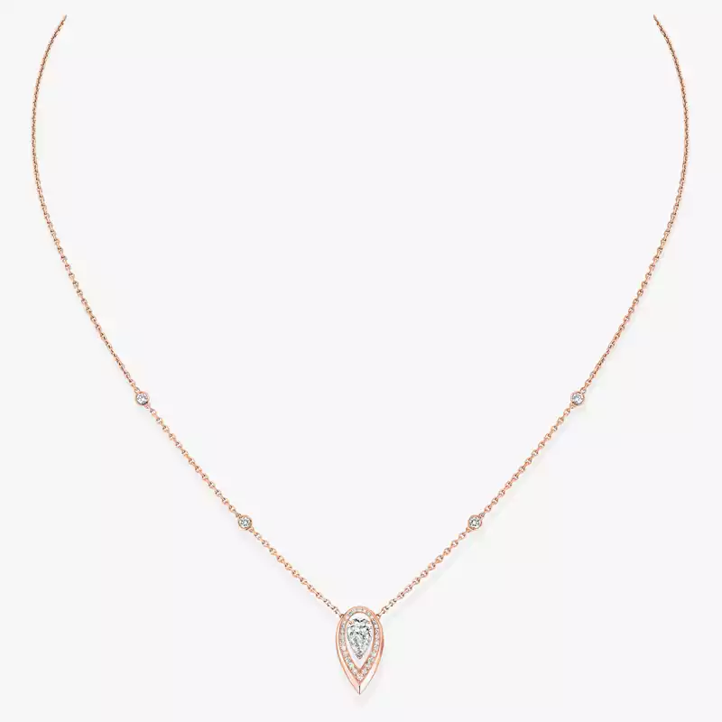 Necklace For Her Pink Gold Diamond Fiery 0,25ct 13239-PG