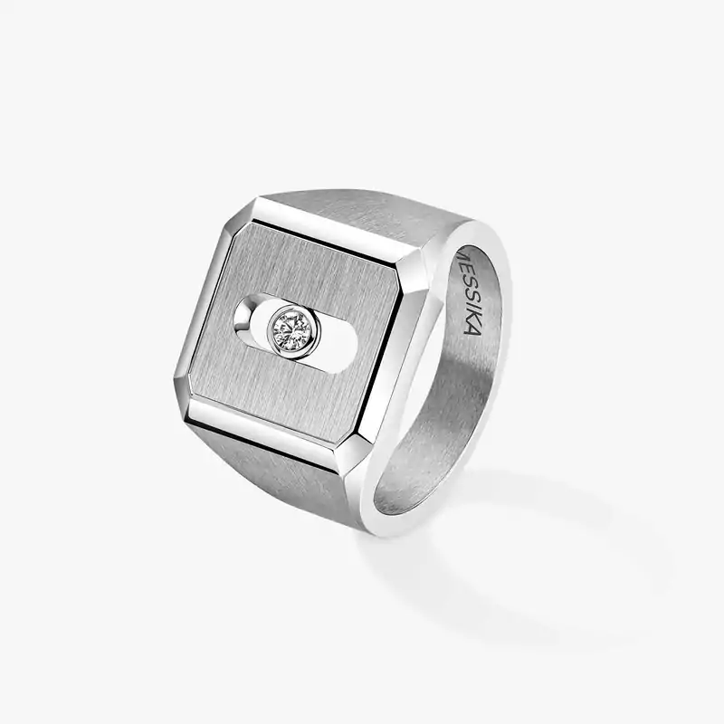 Move Titanium Natural Signet Ring Natural Titanium For Him Diamond Ring 13771-TN