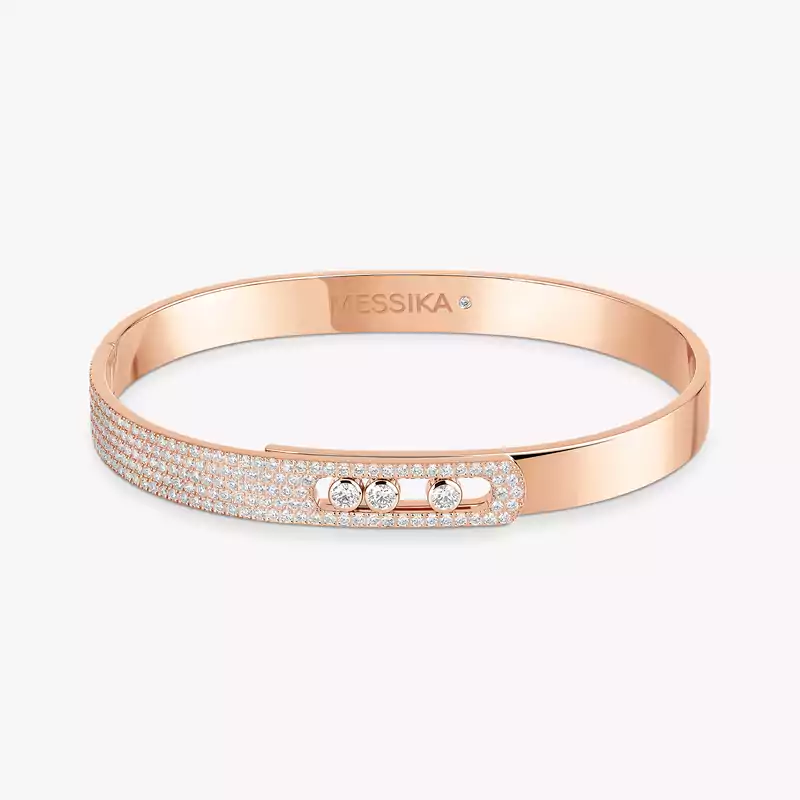 Bracelet For Her Pink Gold Diamond Move Noa Semi-Pavé Bangle 06371-PG