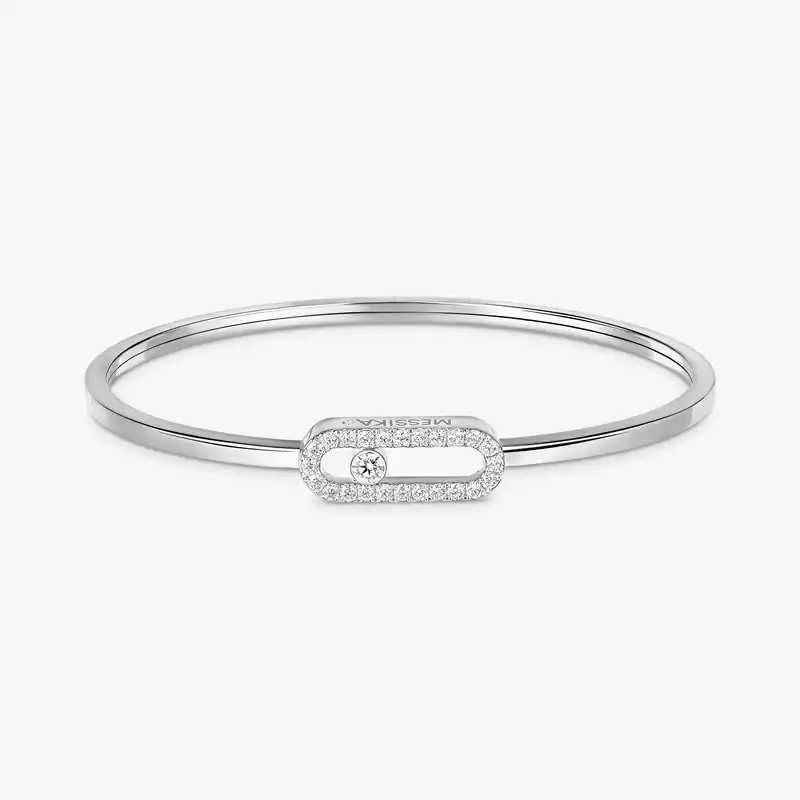 Bracelet For Her White Gold Diamond Move Uno Pavé Flex Bangle MM 12057-WG