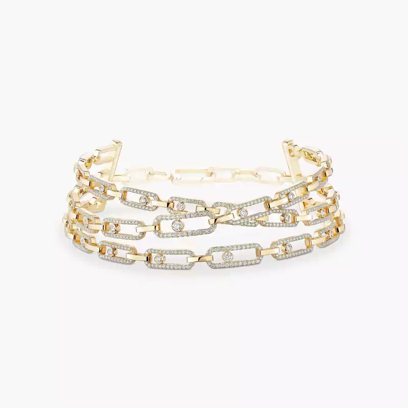 Collier Mixte Or Jaune Diamant Move Link 3 rangs 14437-YG