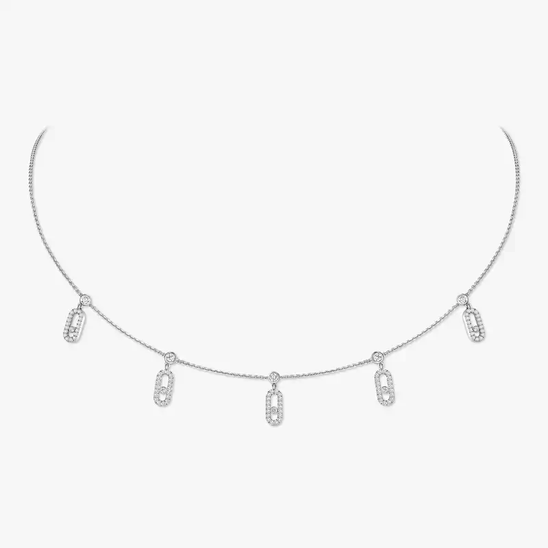 Necklace For Her White Gold Diamond Choker Move Uno Pampille Pavé 12150-WG
