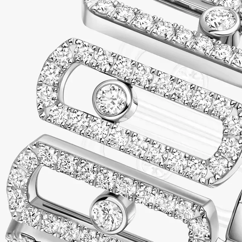 Bague Femme Or Blanc Diamant Move Iconica Pavée 12821-WG