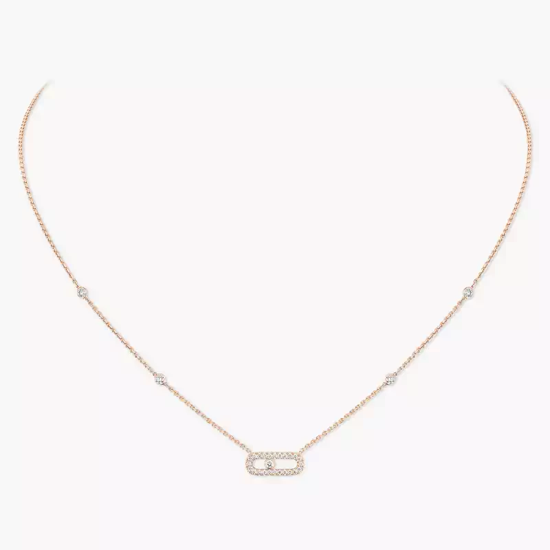 Collier Femme Or Rose Diamant Move Uno Pavé 04708-PG